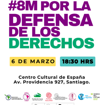 Conversatorio “#8M por la defensa de los derechos” reunirá a diversas organizaciones de la sociedad civil